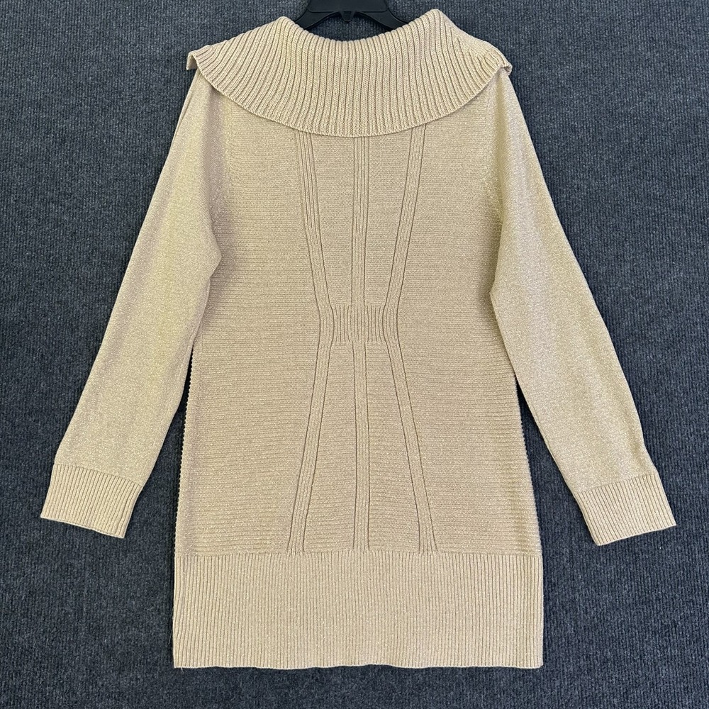 Style & Co Women XL Sweater Gold Shimmer Cowl Neck Ribbed Long Sleeve Party City - Picture 4 of 11